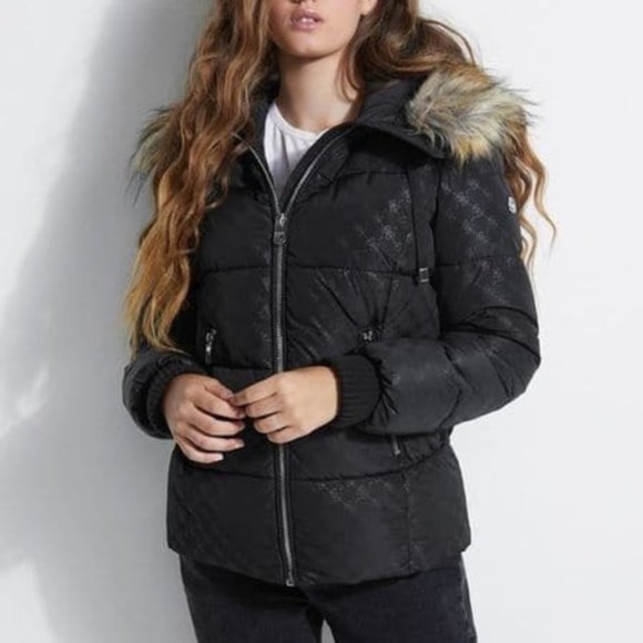 NEW GUESS Nataly Logo Puffer Women's Jacket - Picture 2 of 10